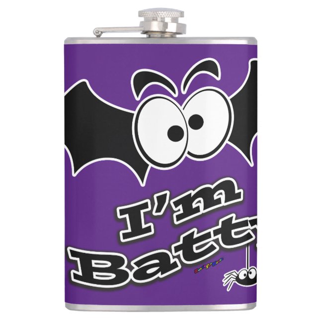I'm Batty Crazy Eyes Hip Flask (Front)