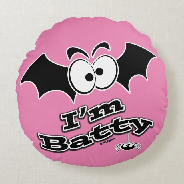 I'm Batty Crazy Eyes Round Cushion (Front)