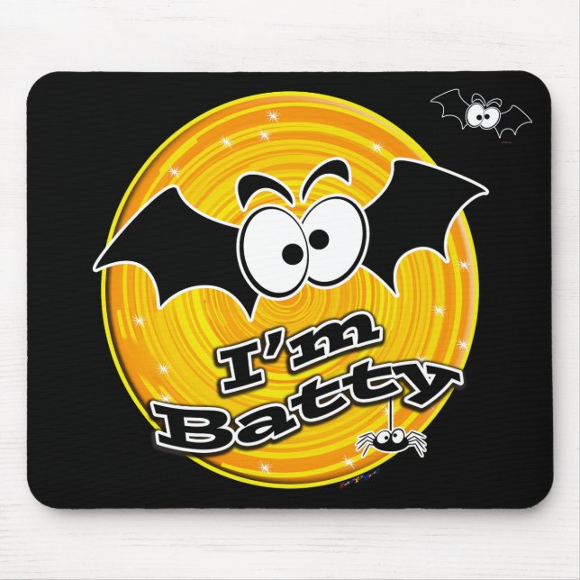I'm Batty Orange and Yellow Swirl Mouse Pad (Front)