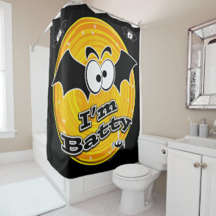 I'm Batty Orange and Yellow Swirl Shower Curtain