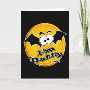 I'm Batty Orange and Yellow Swirl Thank You Card