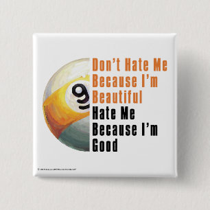 Im Beautiful Im Good 9 Ball 15 Cm Square Badge