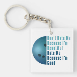 Im Beautiful Im Good  Bowling Blue Key Ring