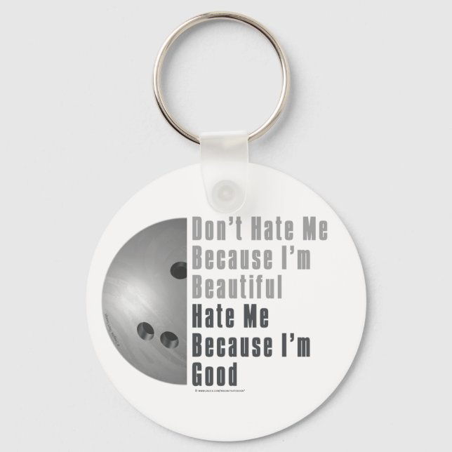 Im Beautiful Im Good Bowling Grey Key Ring (Front)