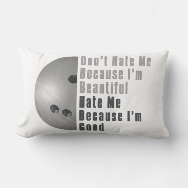 Im Beautiful Im Good Bowling Grey Lumbar Cushion (Front)