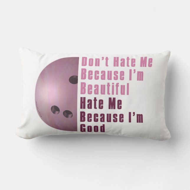 Im Beautiful Im Good Bowling Pink Lumbar Cushion (Front)