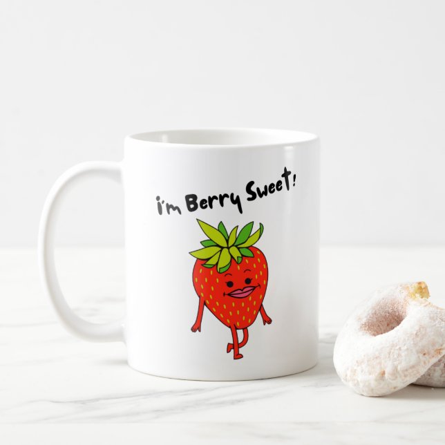 I'm Berry Sweet! - Funny Fruit Pun Coffee Mug (With Donut)