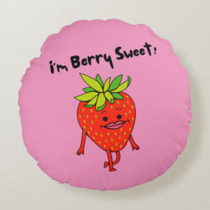I'm Berry Sweet! - Funny Fruit Pun Round Cushion