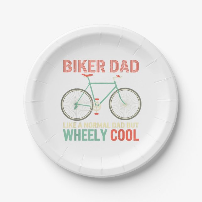 I'm Biker Dad Fathers Day Wheely Cooler bicycle Bi Paper Plate (Front)