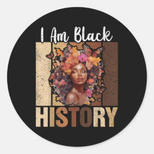 Im Black History Month Black Melanin Afro Girl But Classic Round Sticker