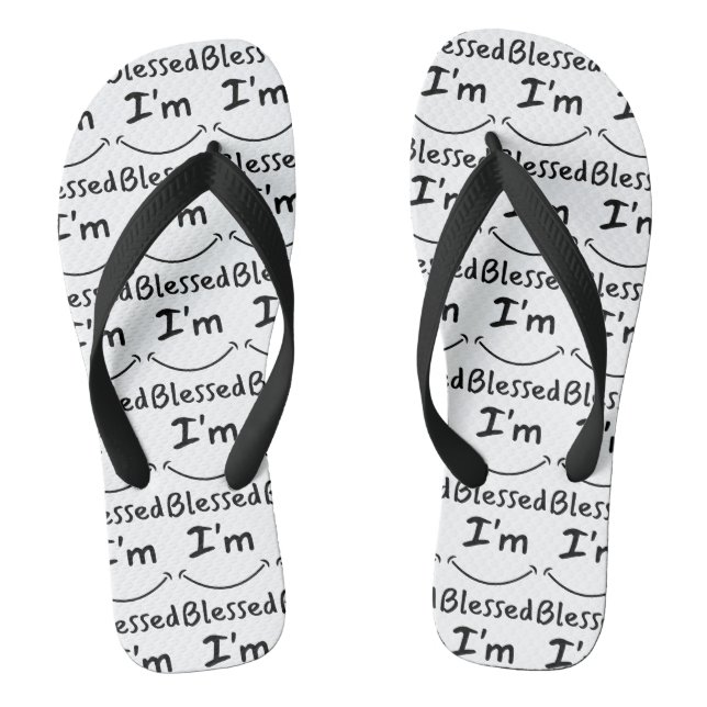 I'm Blessed Biblical Smile W/B All-Over Unisex Jandals (Footbed)