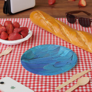 I'm blue - parrot feathers close up  paper plate