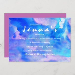 I'M BLUE WATERCOLOR Bat Mitzvah Invitation