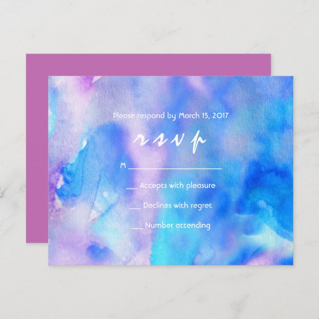 I'M BLUE WATERCOLOR Bat Mitzvah Invitation (Front/Back)