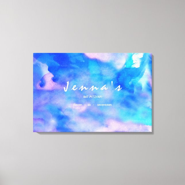 I'M BLUE WATERCOLOR Bat Mitzvah Sign In Board (Front)