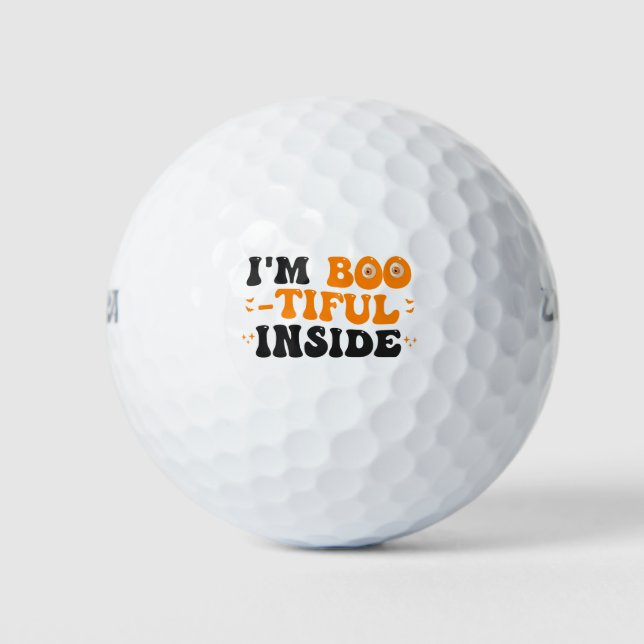 I'm boo-tiful Inside Funny Spooky Groovy Halloween Golf Balls (Front)