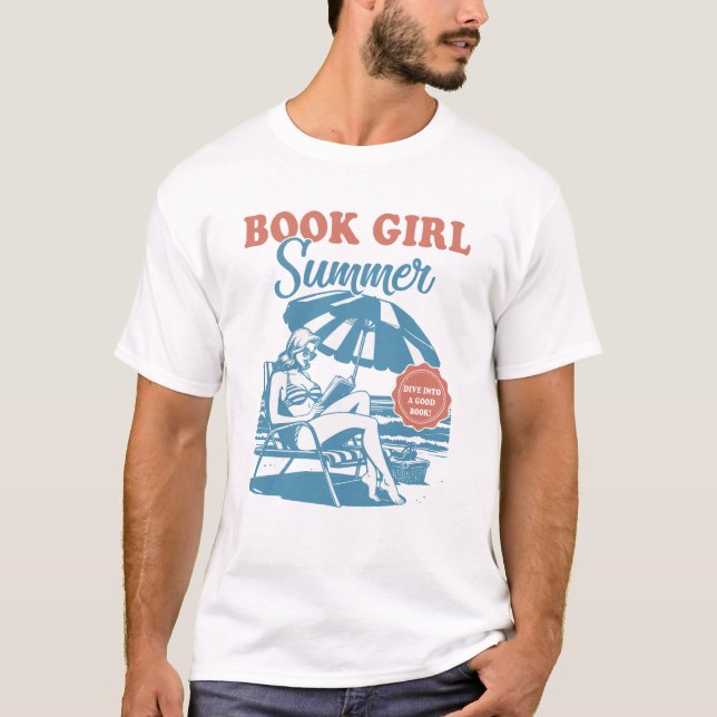 I'm Booked For The Summer Book Girl Summer Retro F T-Shirt (Front)