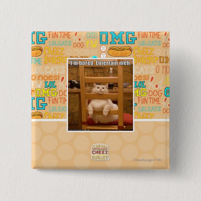 I'm bored. 15 cm square badge (Front)