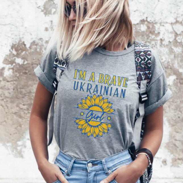 I'm Brave Ukrainian Girl Sunflower Yellow Blue T-Shirt (Creator Uploaded)