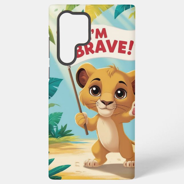 "I'm Brave!" with a Cute Puppy Samsung Galaxy S22 Ultra Case (Back)