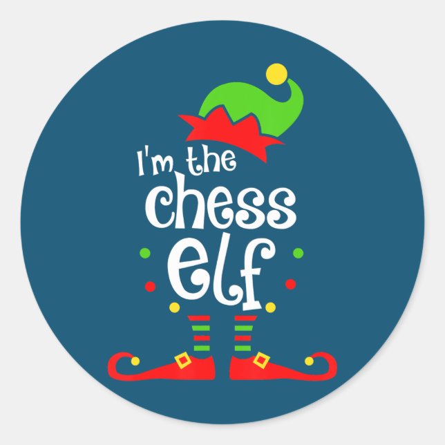 im  chess elf xmas family friend christmas gift classic round sticker (Front)