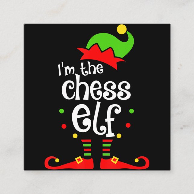 im  chess elf xmas family friend christmas gift square business card (Front)