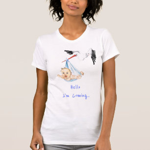 I'm Coming..  Stork Carrying Baby Funny - Add Text T-Shirt