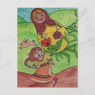 I'm Coming to Get You Matroshka Ukrainian Folk Art Postcard