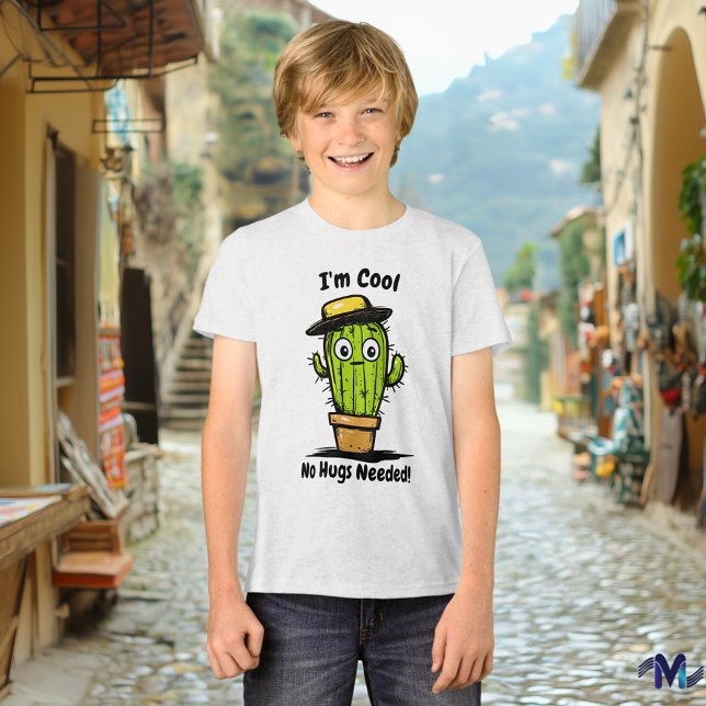 I'm Cool, No Hugs Needed! Funny Cactus kids tee (Creator Uploaded)