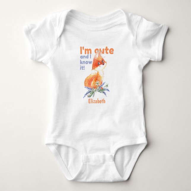 Im Cute and I know It - Baby Fox Baby Bodysuit (Front)
