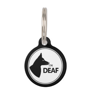 I'm Deaf Black And White Dog W/ Pricked Ears Pet Tag