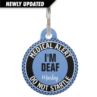 I'm Deaf Custom Text Pet Medical Alert Blue Black Tag