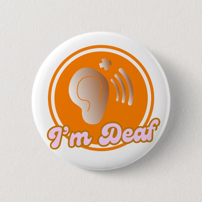 I'm Deaf symbol badge - orange (Front)