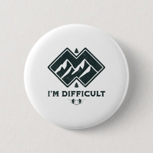 I'm Difficult Double Black Diamonds Funny Ski Snow 6 Cm Round Badge
