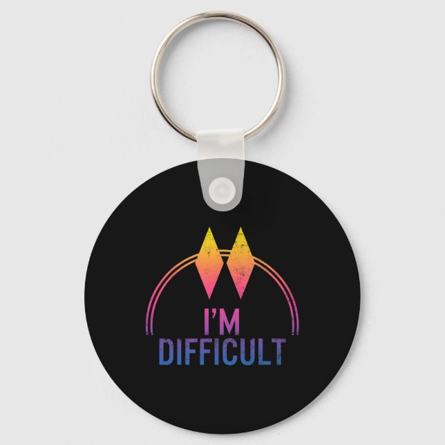 I'm Difficult Double Black Diamonds Ski Track Snow Key Ring (Front)