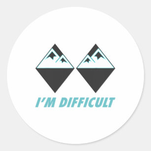 I'm Difficult Ski Double Black Diamonds Colorado M Classic Round Sticker