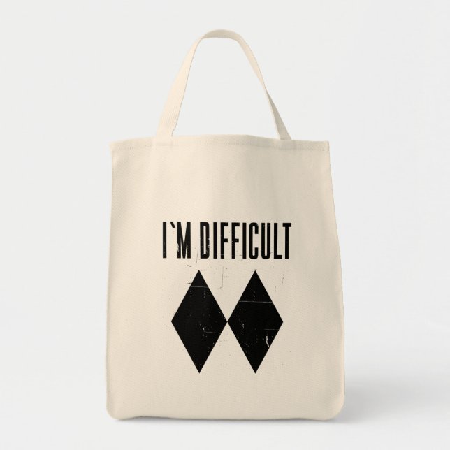 I'm Difficult Skiing Black Diamonds Ski Slopes Gag Tote Bag (Front)