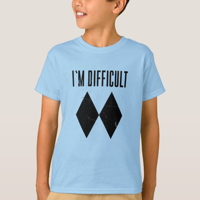 I'm Difficult Skiing Double Black Diamond Novelty T-Shirt (Front)