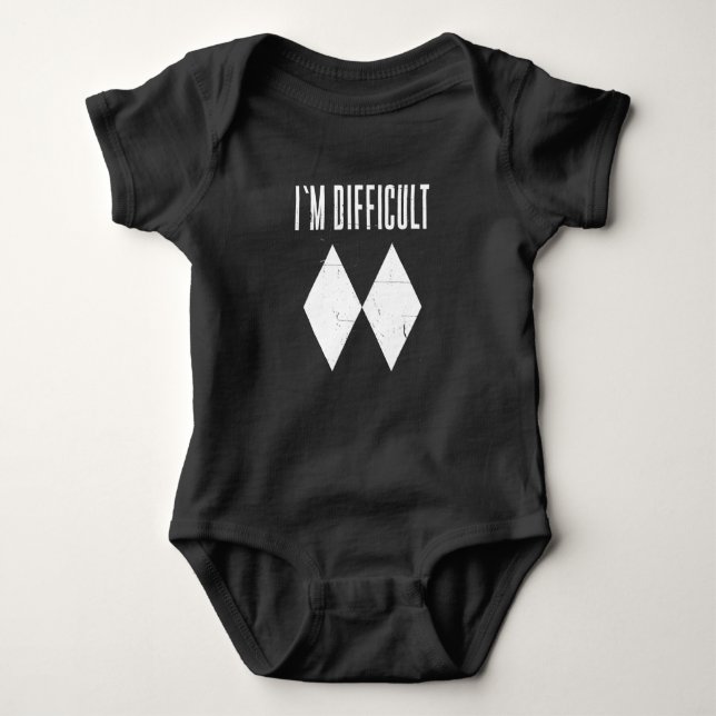 I'm Difficult Skiing Double Diamond Novelty Baby Bodysuit (Front)