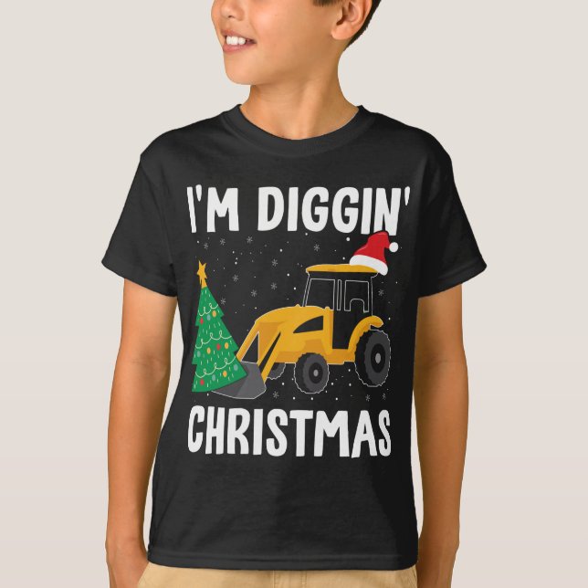 I'm Diggin' Christmas Construction Worker Santa Ex T-Shirt (Front)