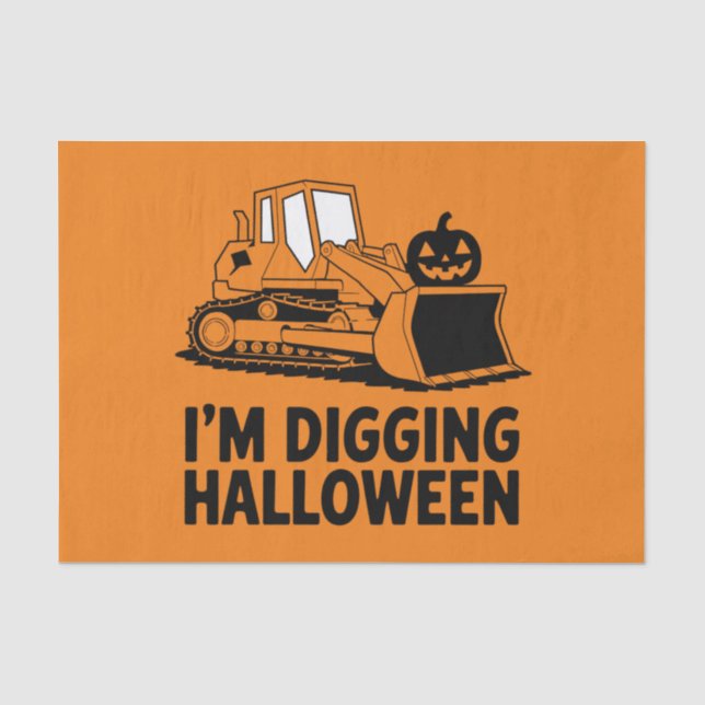 I'm Digging Halloween Pumpkin Face Tractor Kids Tissue Paper (Front)