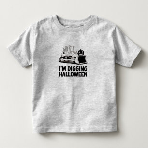 I'm Digging Halloween Pumpkin Face Tractor Kids Toddler T-Shirt