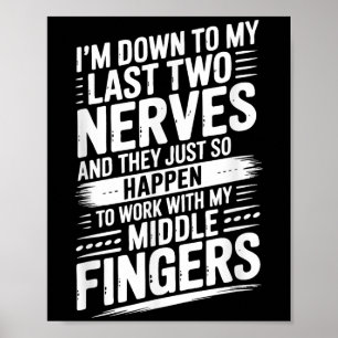Im Down To My Last Two Nerves Funny Quotes Poster