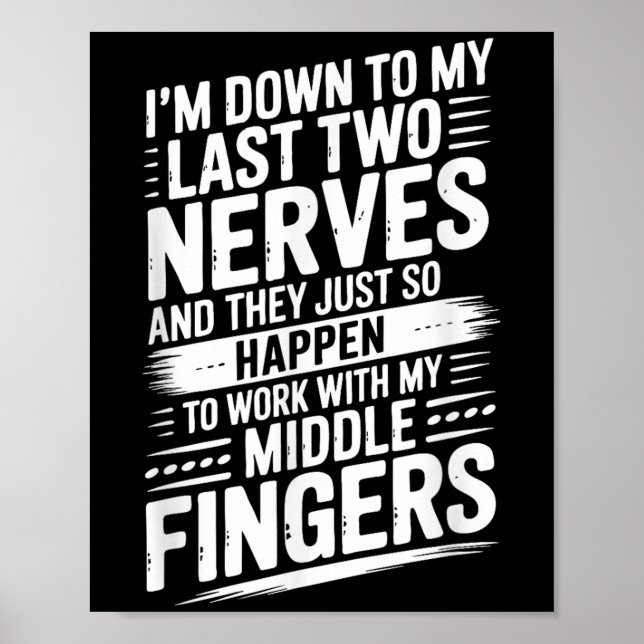 Im Down To My Last Two Nerves Funny Quotes  Poster (Front)