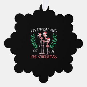 I'm Dreaming Of A Pink Christmas Day Flamingo Xmas Tree Decoration Card