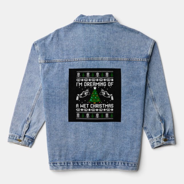 Im Dreaming Of A Wet Christmas Denim Jacket (Back)