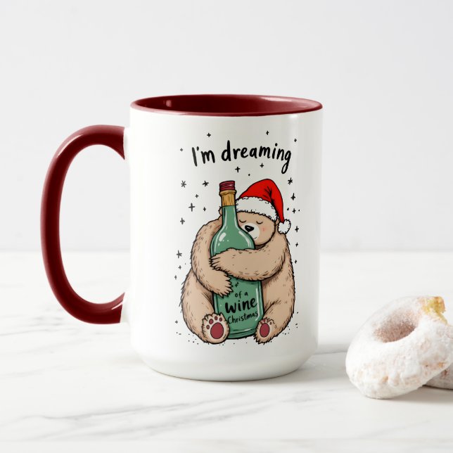 I'm Dreaming of a Wine Christmas  Mug (With Donut)