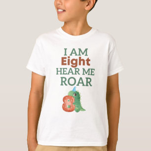 I'm Eight Hear Me Roar Personalised T-Rex T-Shirt