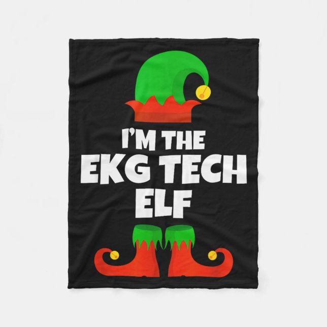 I'm Ekg Tech Elf Family Pajama Christmas Electroca Fleece Blanket (Front)