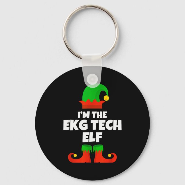 I'm Ekg Tech Elf Family Pajama Christmas Electroca Key Ring (Front)